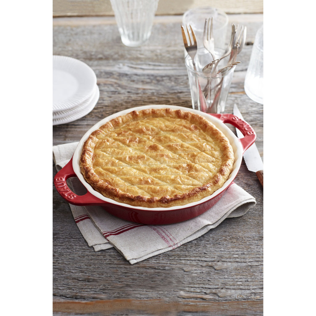 STAUB Ceramique 24 cm Ceramic Round Pie Dish, Cherry