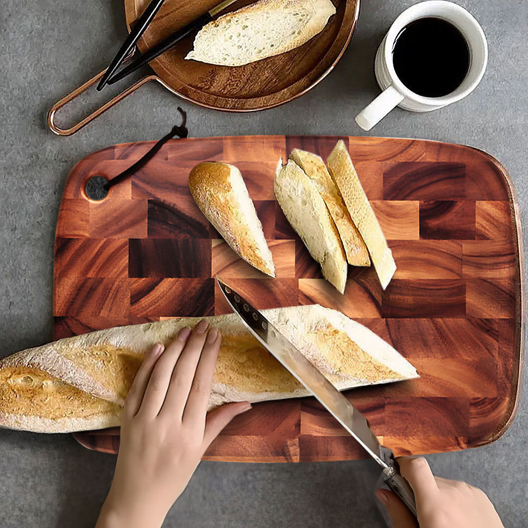 SOGA 32cm Premium End Grain Wooden Acacia Cutting Board Food Prep Kitchen