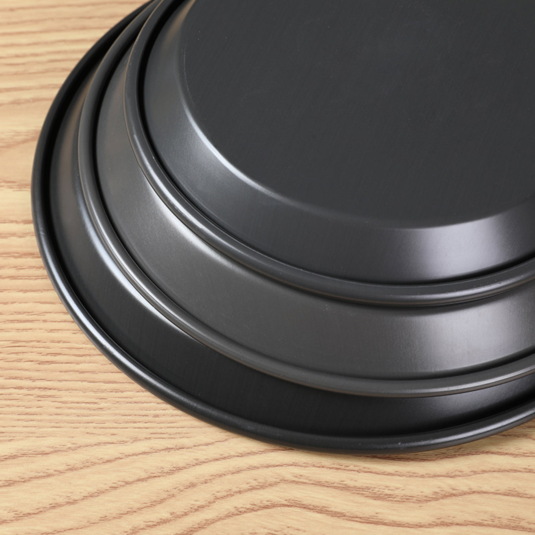 NNEAGS 9-inch Round Black Steel Non-stick Pizza Tray Oven Baking Plate Pan