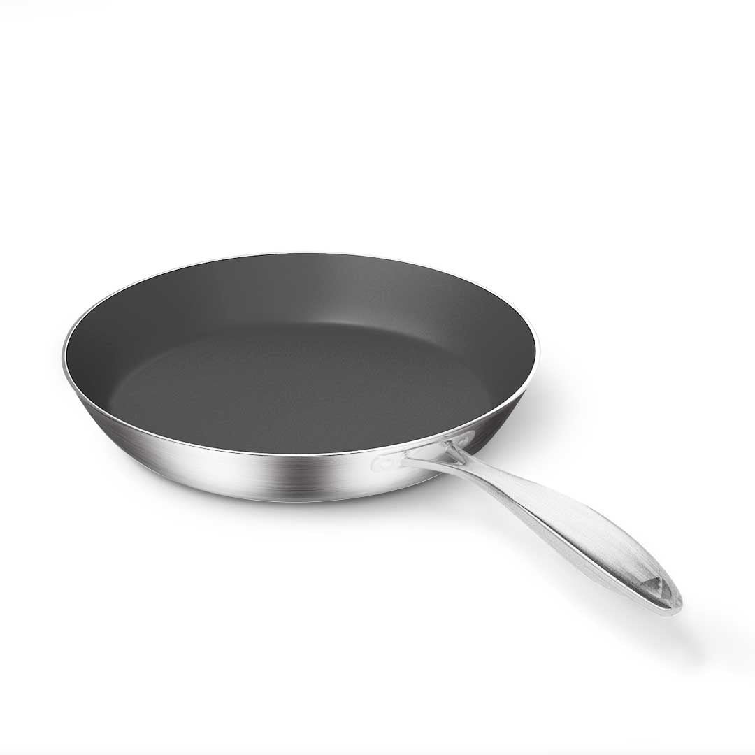 SOGA Stainless Steel Fry Pan Non Stick Interior 30cm