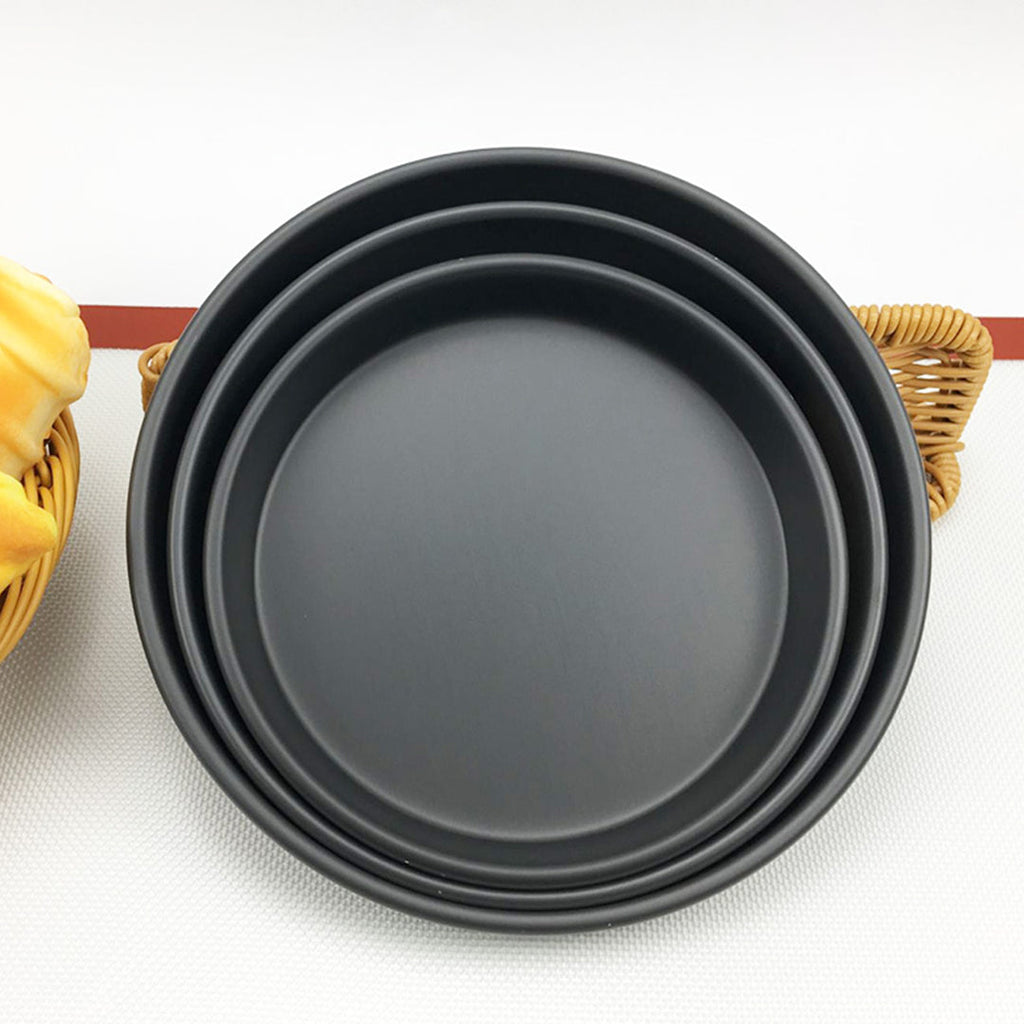 NNEAGS 9-inch Round Black Steel Non-stick Pizza Tray Oven Baking Plate Pan