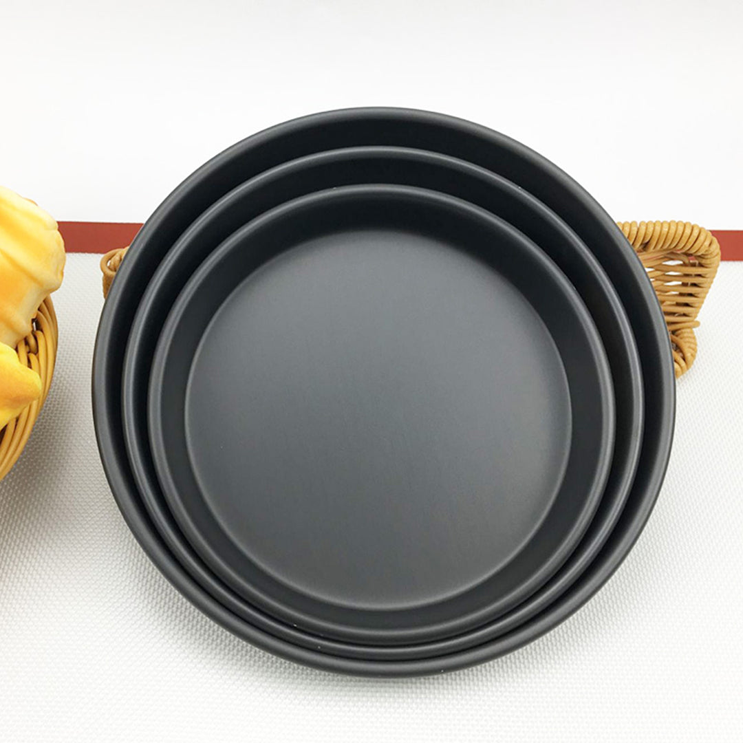 NNEAGS 9-inch Round Black Steel Non-stick Pizza Tray Oven Baking Plate Pan