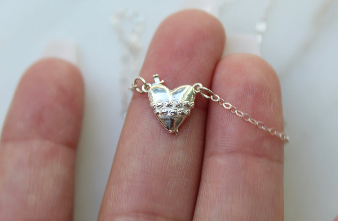 Immaculate Heart of Mary Necklace in Sterling Silver