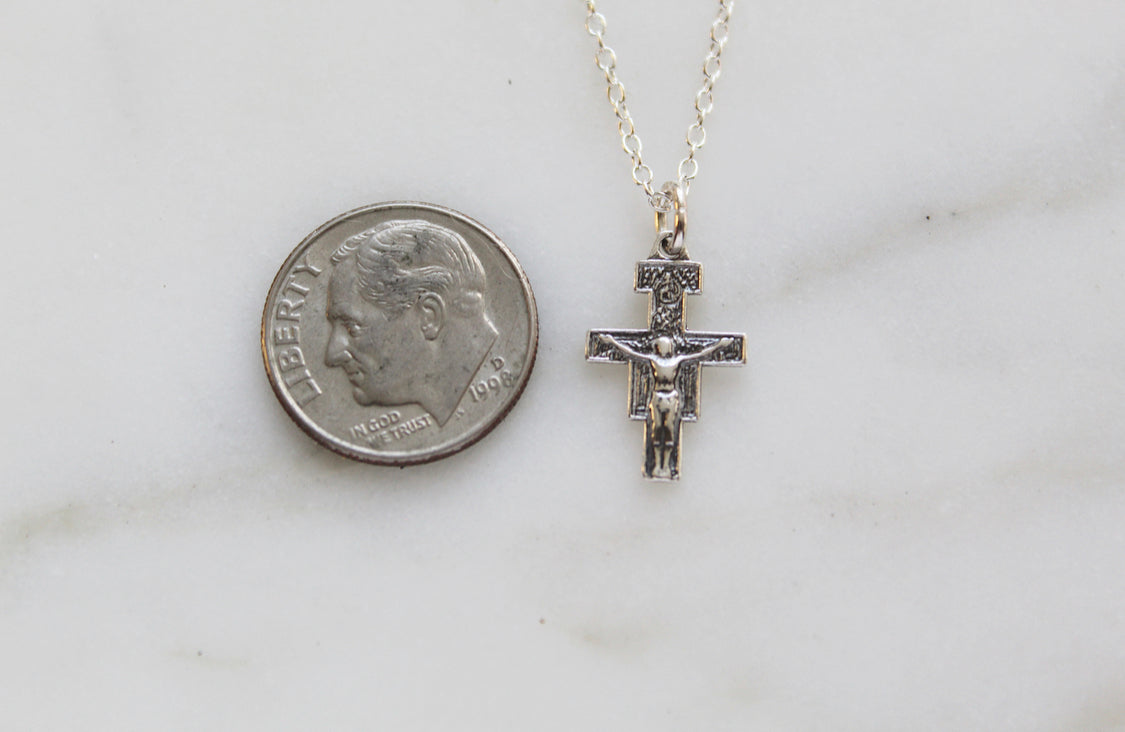 San Damiano Crucifix Necklace in 925 sterling silver