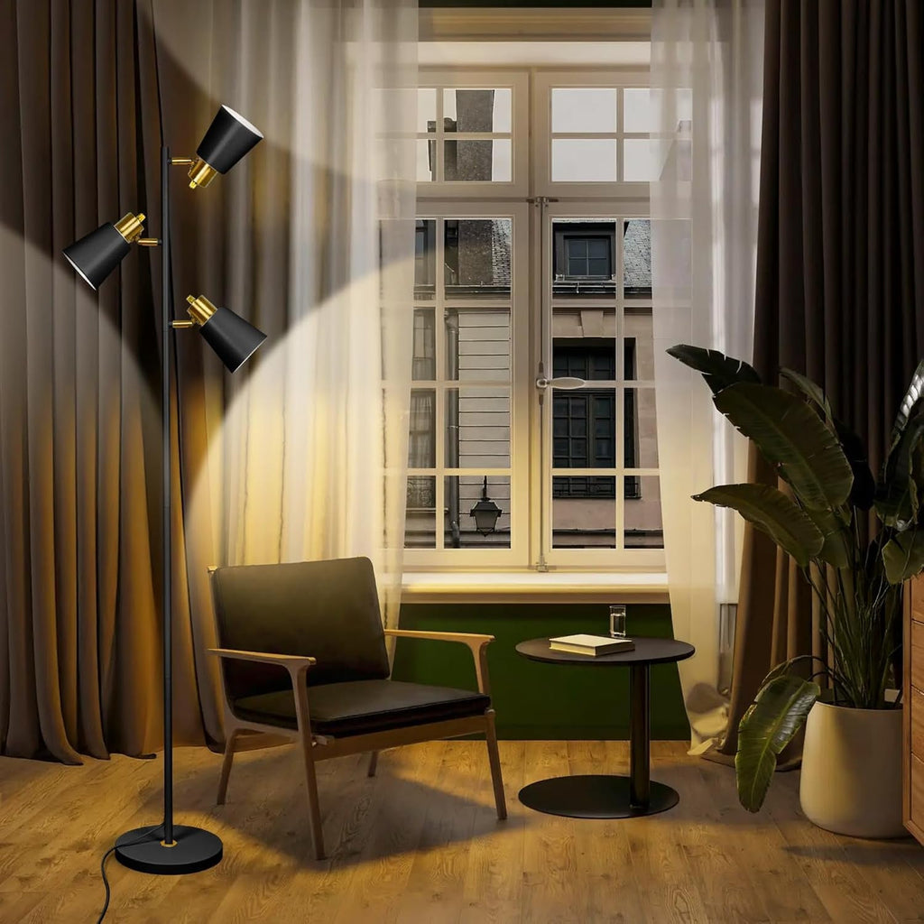Industrial Tall Floor Lamp Matte Black Gold Adjustable