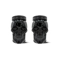 Skull Mason Jar with Lid, 4-Piece Set (2 skull Mason Jars & 2 Lids) 42oz, Black