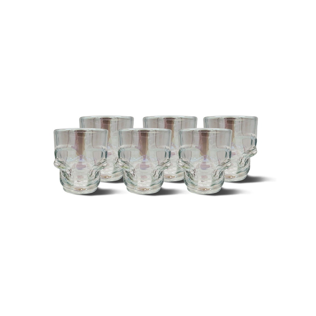 Set of 6 Skull Shot Glasses – 1.75 oz Glass Novelty Drinkware for Halloween Parties, Cocktail Bars & Home Decor
