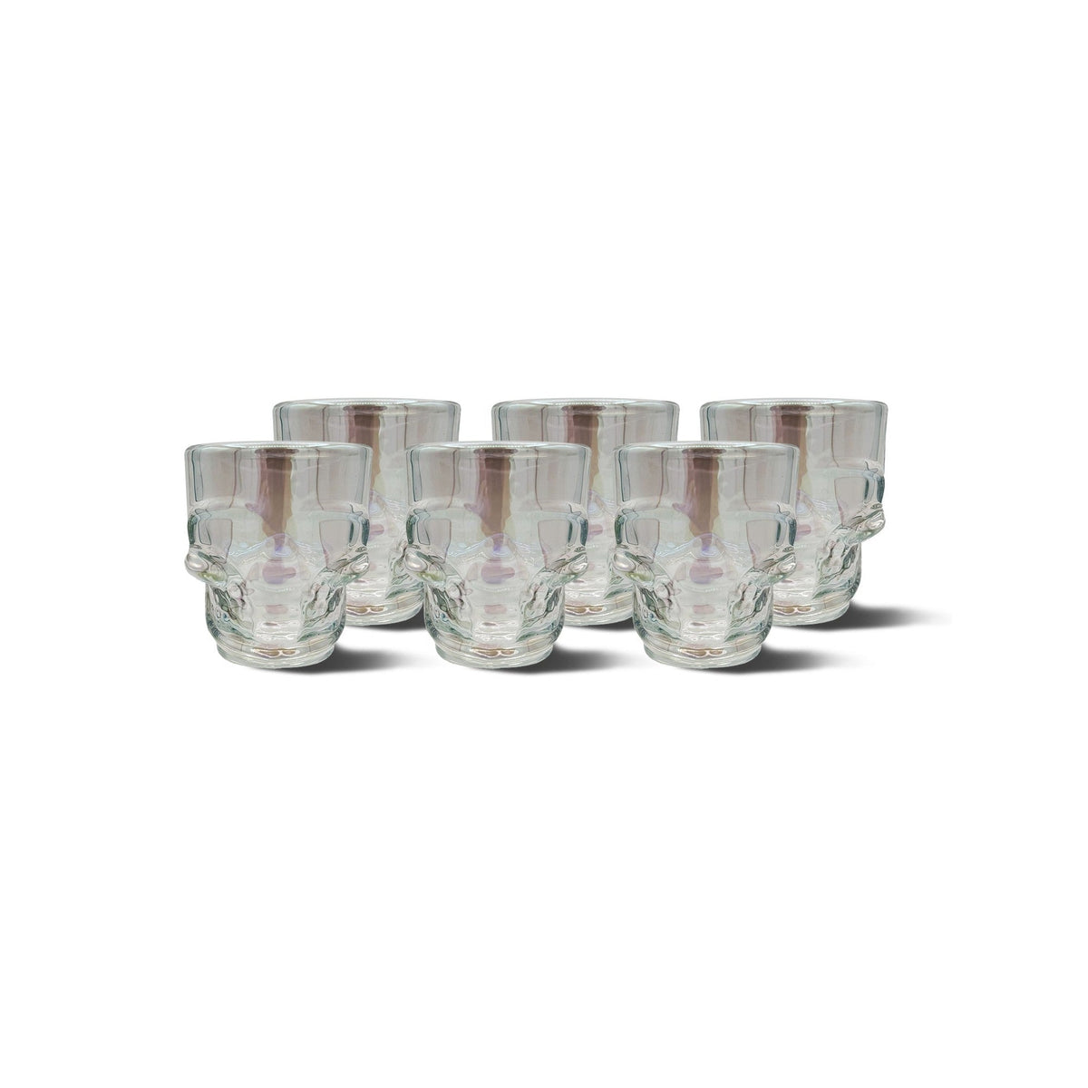 Set of 6 Skull Shot Glasses – 1.75 oz Glass Novelty Drinkware for Halloween Parties, Cocktail Bars & Home Decor