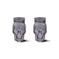 Skull Mason Jar with Lid, 4-Piece Set (2 skull Mason Jars & 2 Lids) 16oz, Smoke