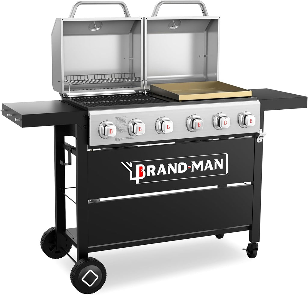 Brand-Man Six-Burner Griddle Grill Combo Outdoor Kitchen