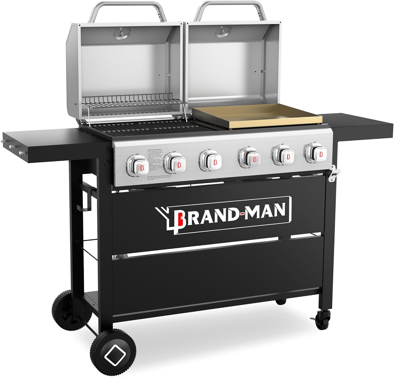 Brand-Man Six-Burner Griddle Grill Combo Outdoor Kitchen