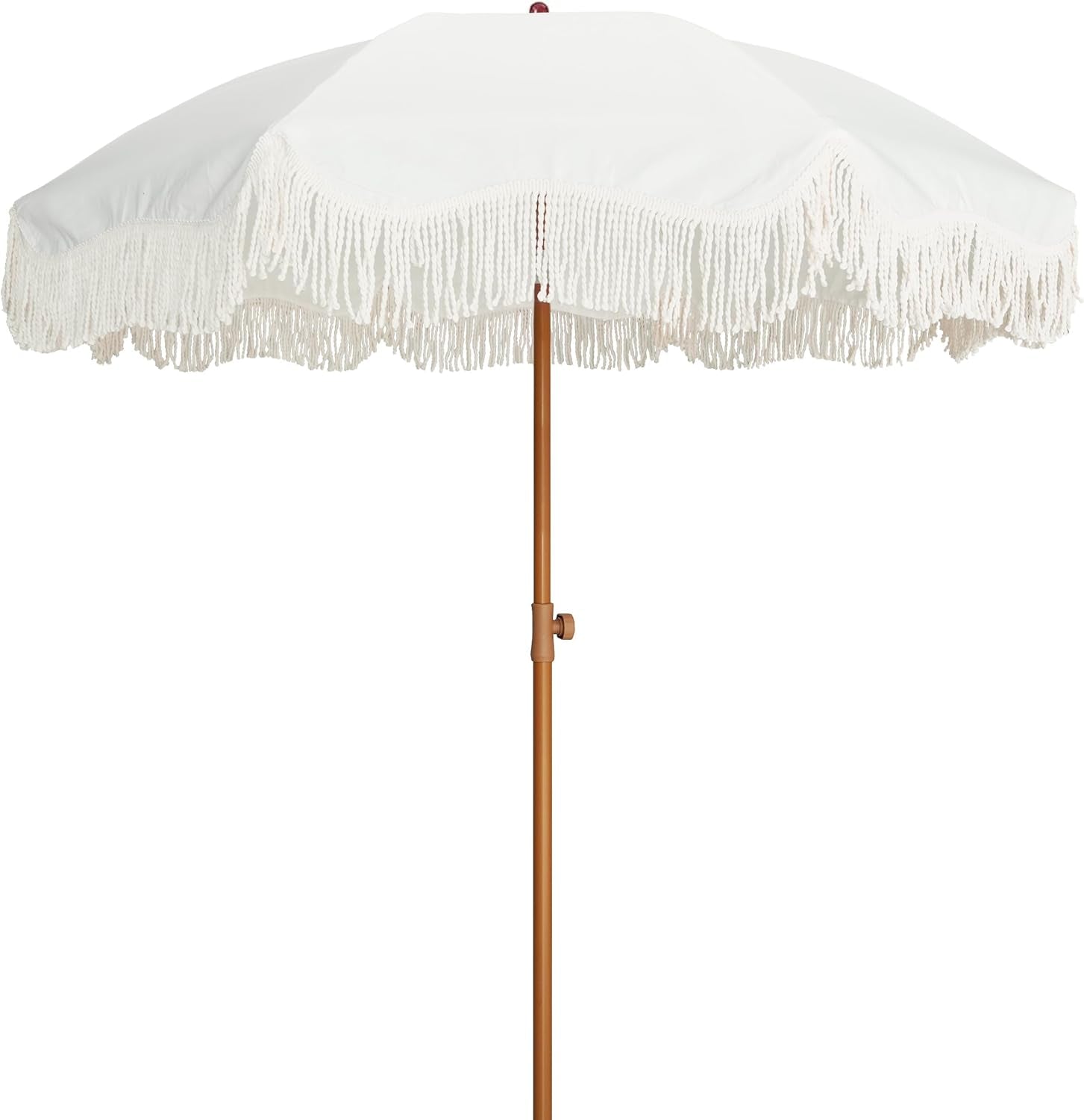 6ft5in Fringe Patio Umbrella AntiqueIvory PushTiltLock