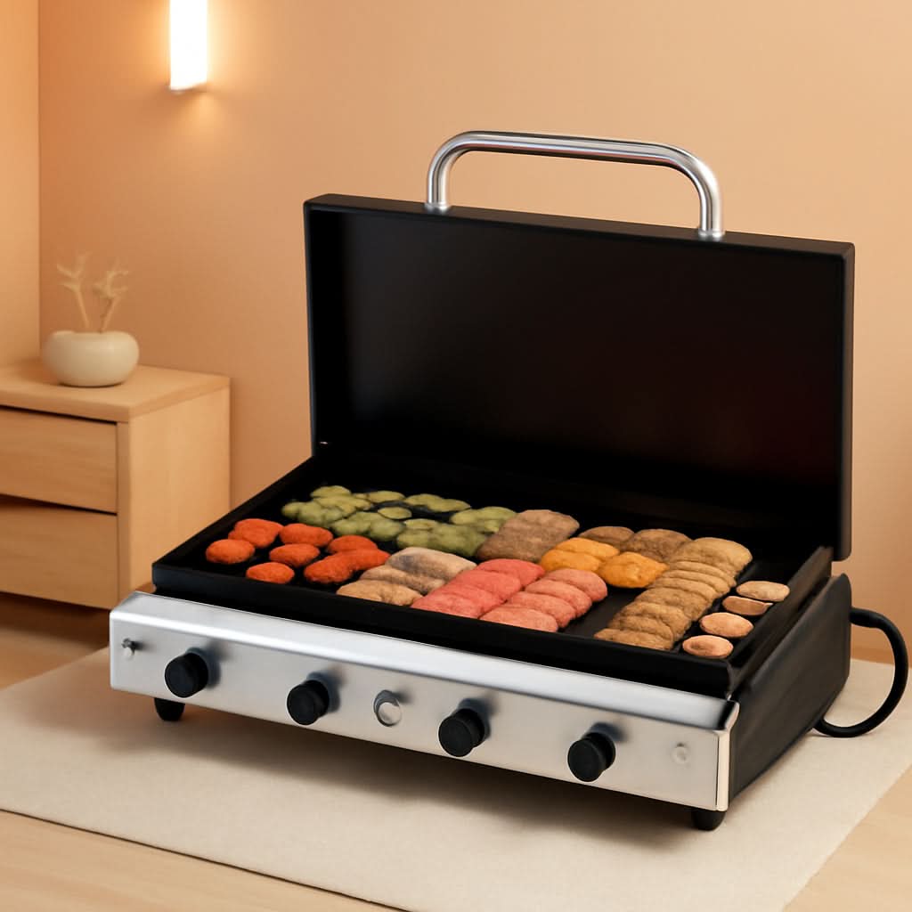 Stainless Four Burner Propane Table top Griddle Lid