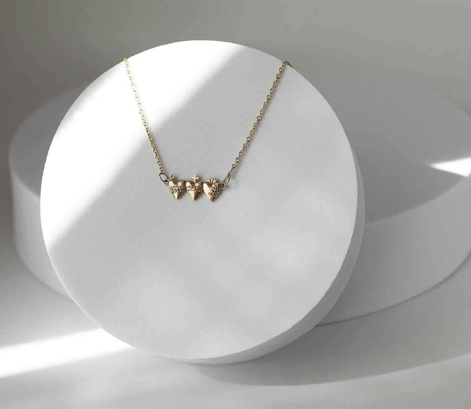 Holy Family Hearts® in 14K Gold Tiny Version