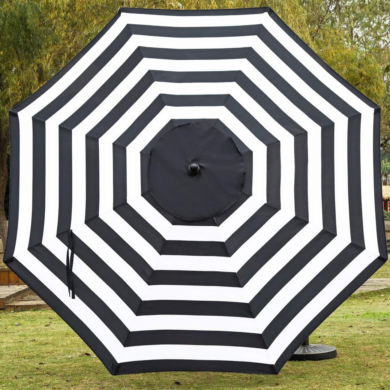 NineFoot Patio Umbrella BlackAndWhite Weatherproof