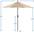 9ft Tan SolarPowered WeatherResistant Patio Umbrella