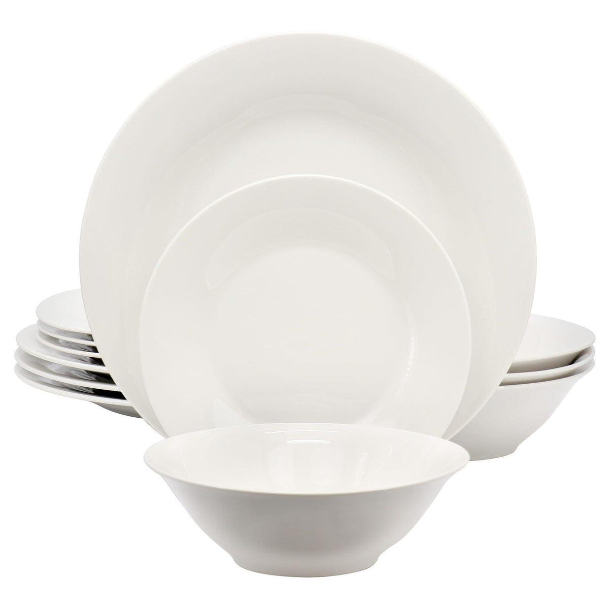 Gibson Home Everyday 12 Piece Round Fine Ceramic Dinnerware Set in White