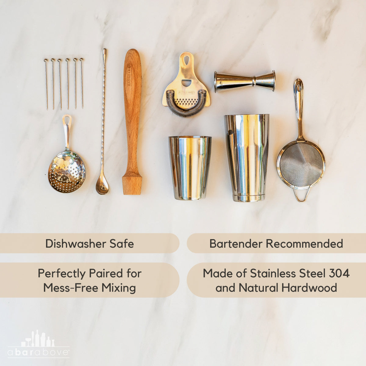 14-Piece Bartender Kit - Stainless Steel