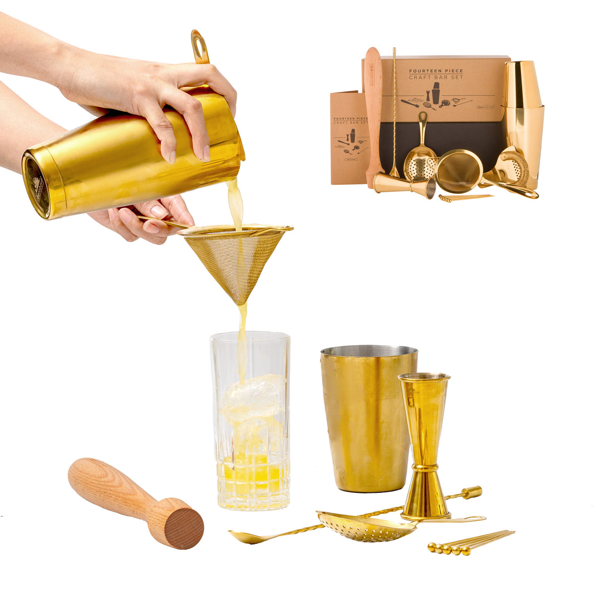 14-Piece Bartender Kit - Gold
