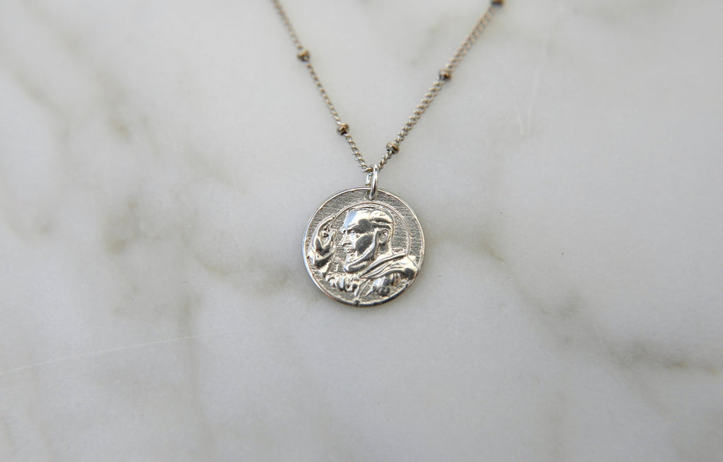 St. Padre Pio Necklace in Sterling Silver