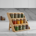 Bamboo Spice Rack Stand With 12 Spice Jars