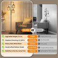 72 Inch Boho Floor Lamp Handwoven Shade Dimmable Lighting