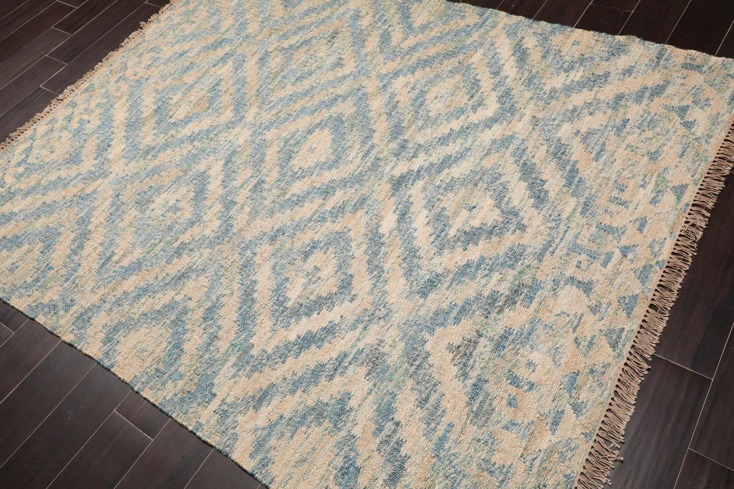 5'9" x 7'2" Hand Woven Natural Fiber Jute Southwestern Flatweave Kilim Area Rug
