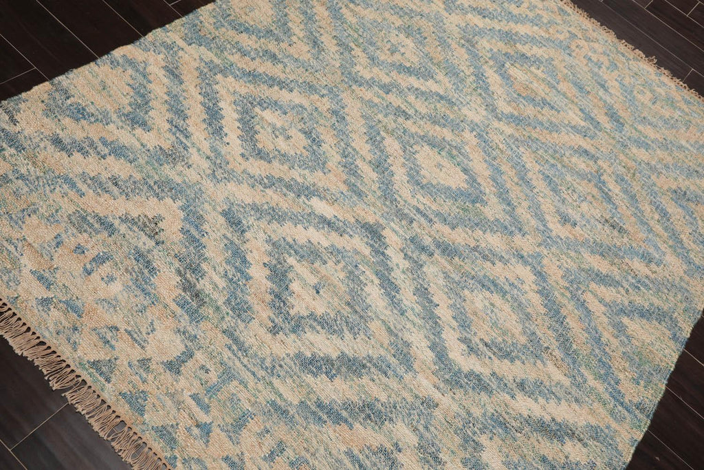 5'9" x 7'2" Hand Woven Natural Fiber Jute Southwestern Flatweave Kilim Area Rug