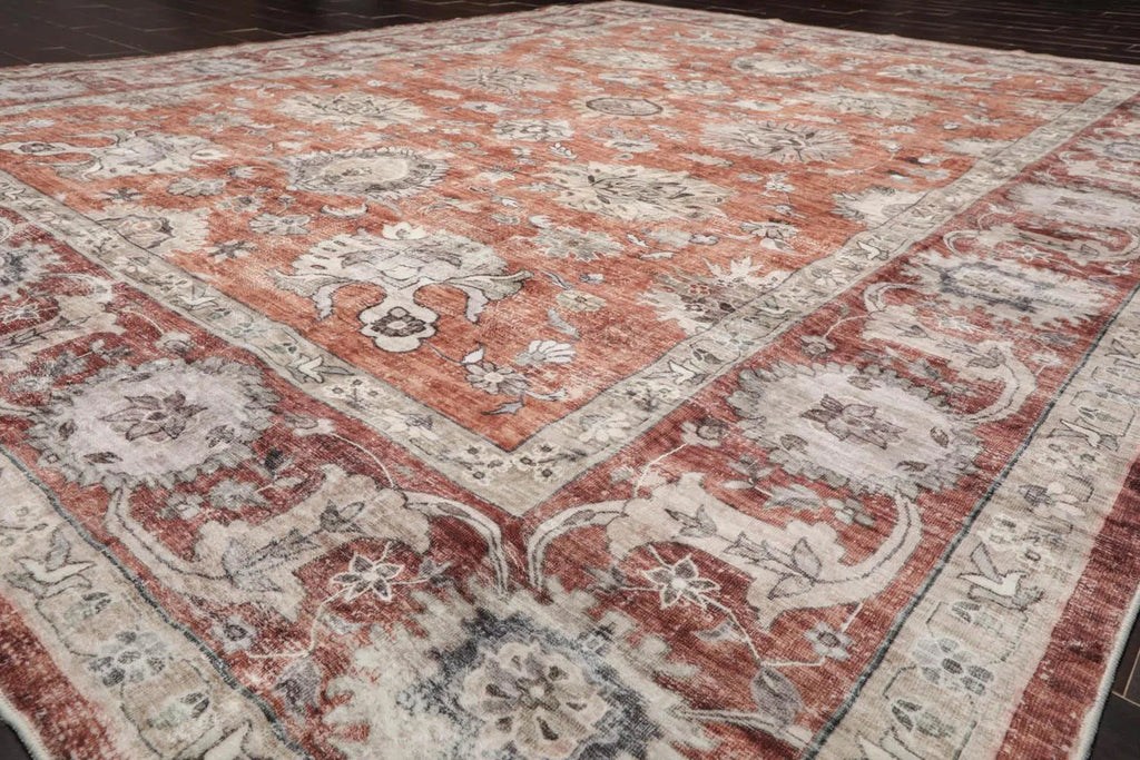 Multi Size Rust Machine Made Traditional washable Polyester Oriental Area Rug