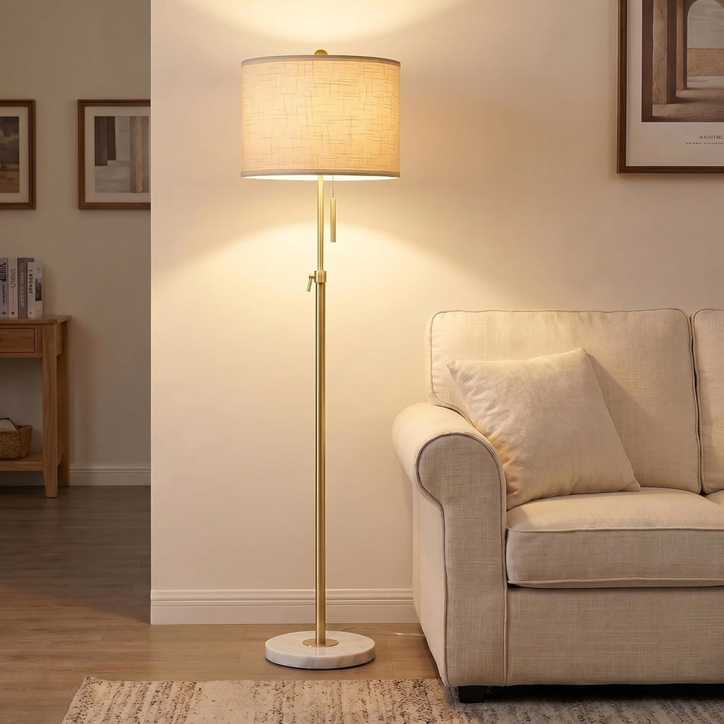 Golden Floor Lamp With Height Adjustable Dimmability
