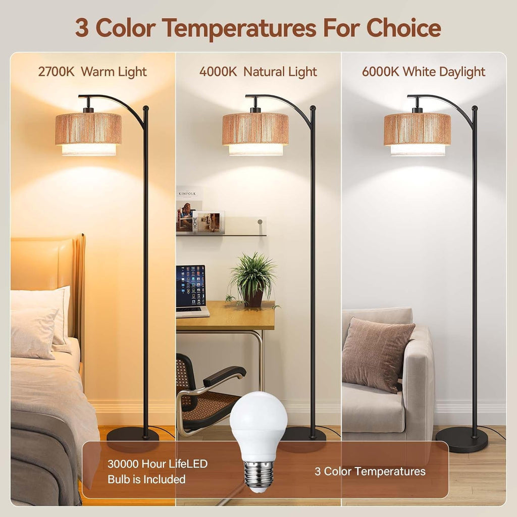 Arched Floor Lamp With Adjustable Color Temperatures