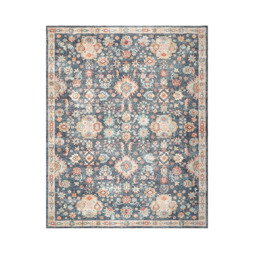 Multi Size Navy Machine Made Traditional washable Polyester Oriental Area Rug