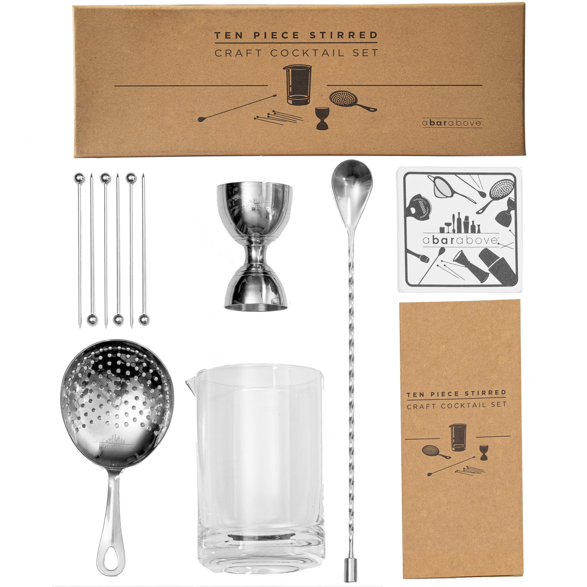 10-Piece Stirred Craft Cocktail Set - Stainless Steel