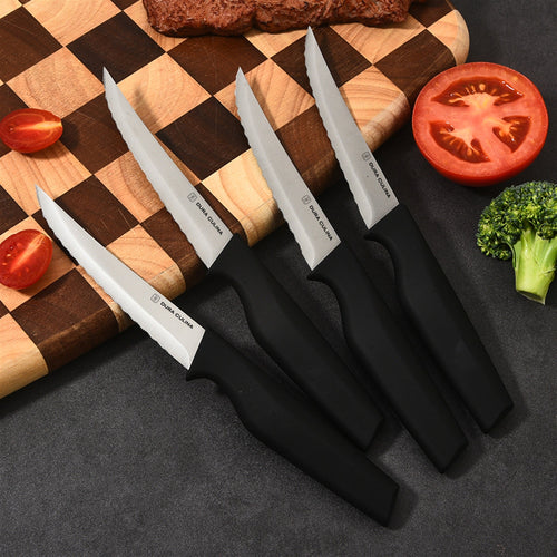 4-Piece Steak Knife Set - High Carbon Stainless Steel Serrated Blades with Ergonomic Handles, 4.5” Premium Kitchen Knives for Dining