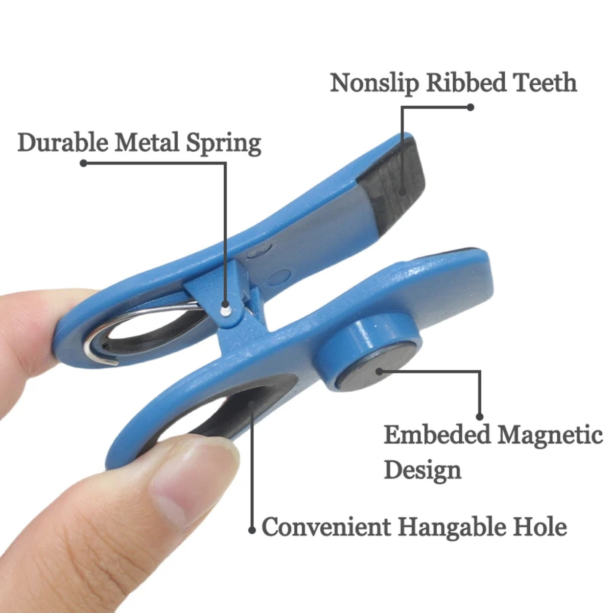 10-Piece Magnetic Bag Clip Set, Multi Blue
