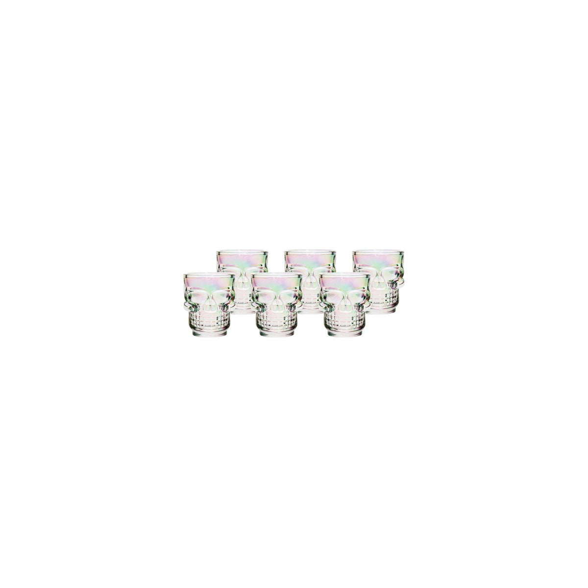 Set of 6 Skull Shot Glasses – 1.75 oz Glass Novelty Drinkware for Halloween Parties, Cocktail Bars & Home Decor