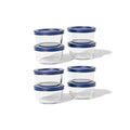 16 Piece Set (1 Cup / 8Oz) Round Glass Storage Containers With Lids, Blue