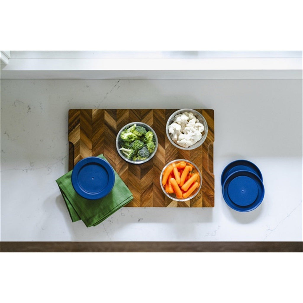 16 Piece Set (1 Cup / 8Oz) Round Glass Storage Containers With Lids, Blue