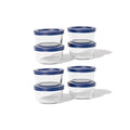 16 Piece Set (7Oz) Round Glass Storage Containers With Lids, Blue