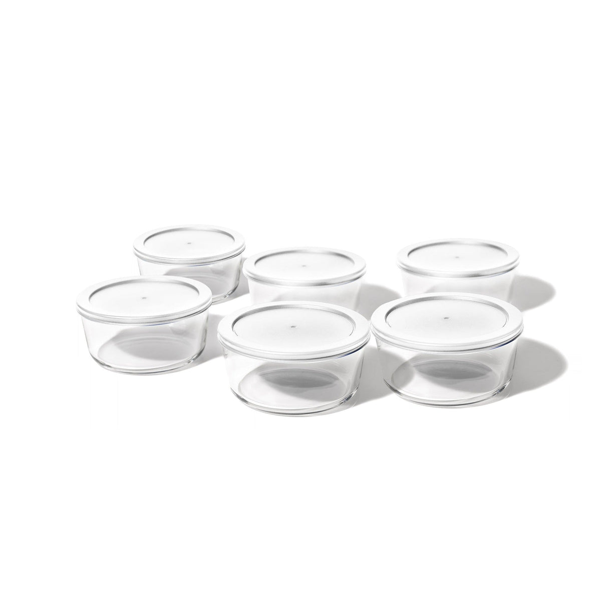 12 Piece Set (4 Cup / 32Oz) Round Glass Storage Containers With Lids, White