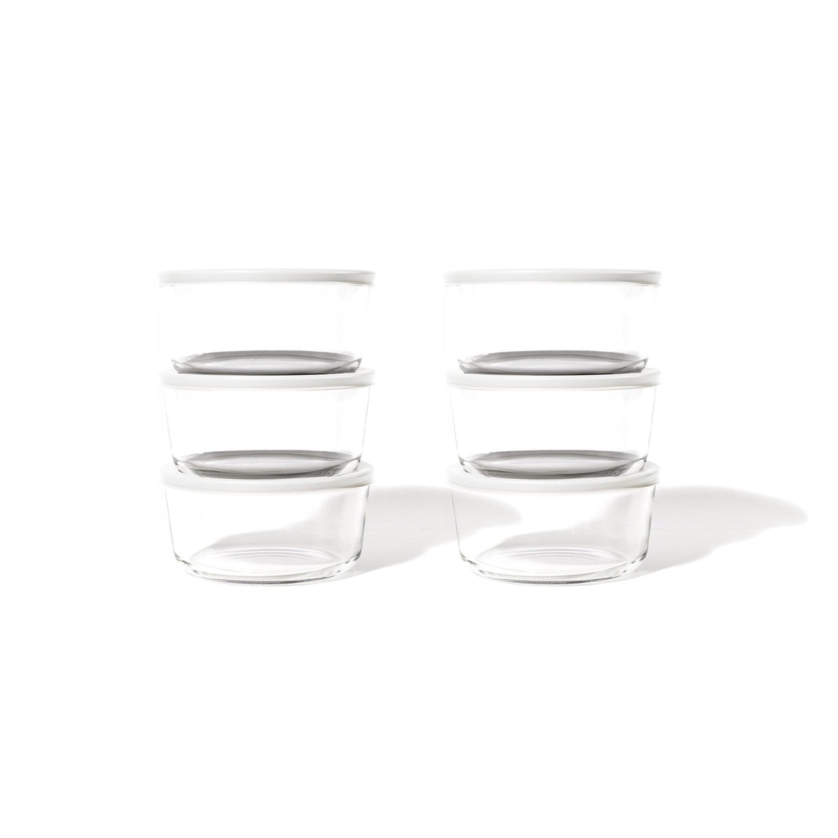 12 Piece Set (4 Cup / 32Oz) Round Glass Storage Containers With Lids, White