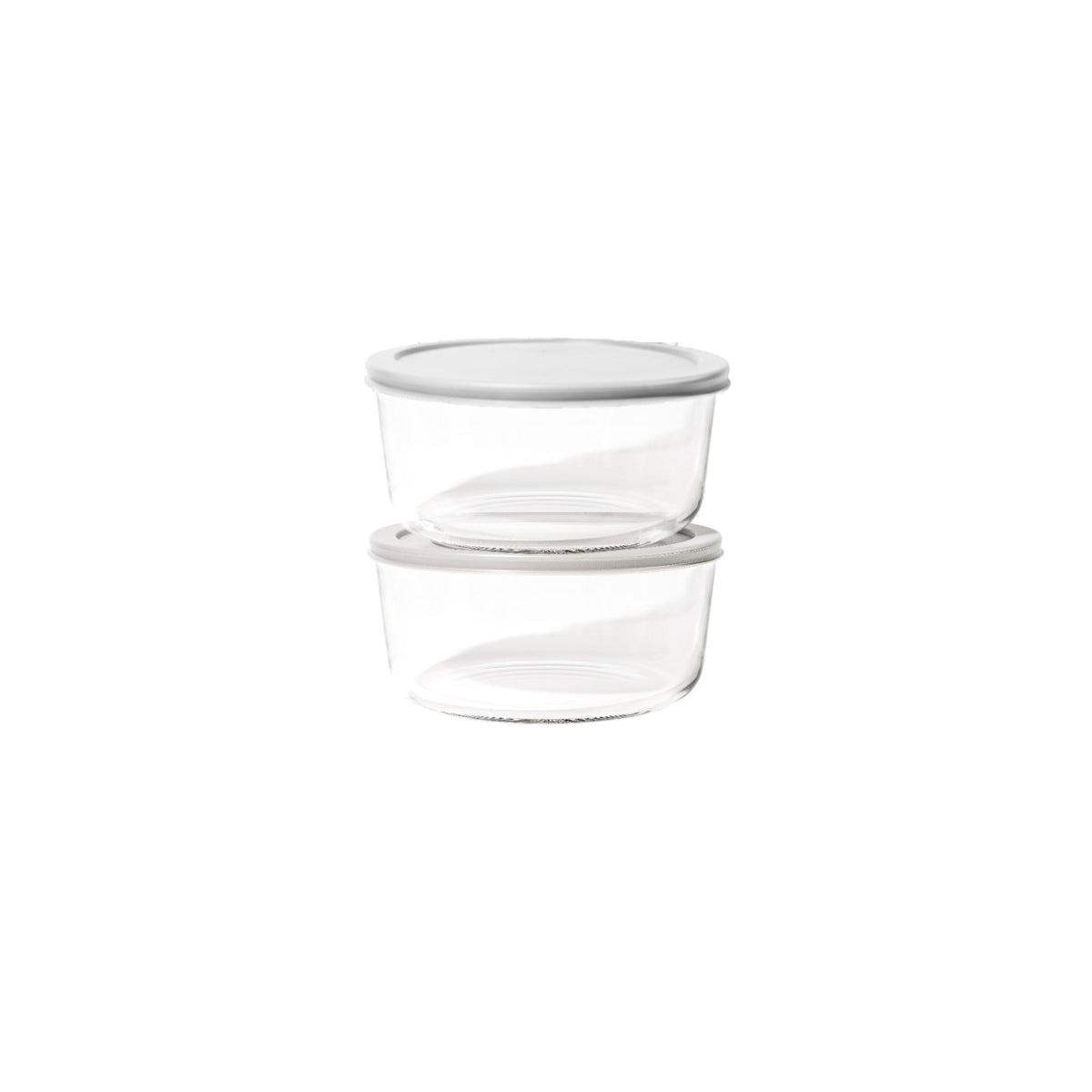 4 Piece Set (6.55 Cup / 52.4Oz) Round Glass Storage Containers With Lids, Grey