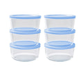 12 Piece Set (4 Cup / 32Oz ) Round Glass Storage Containers With Lids, Lavender Blue