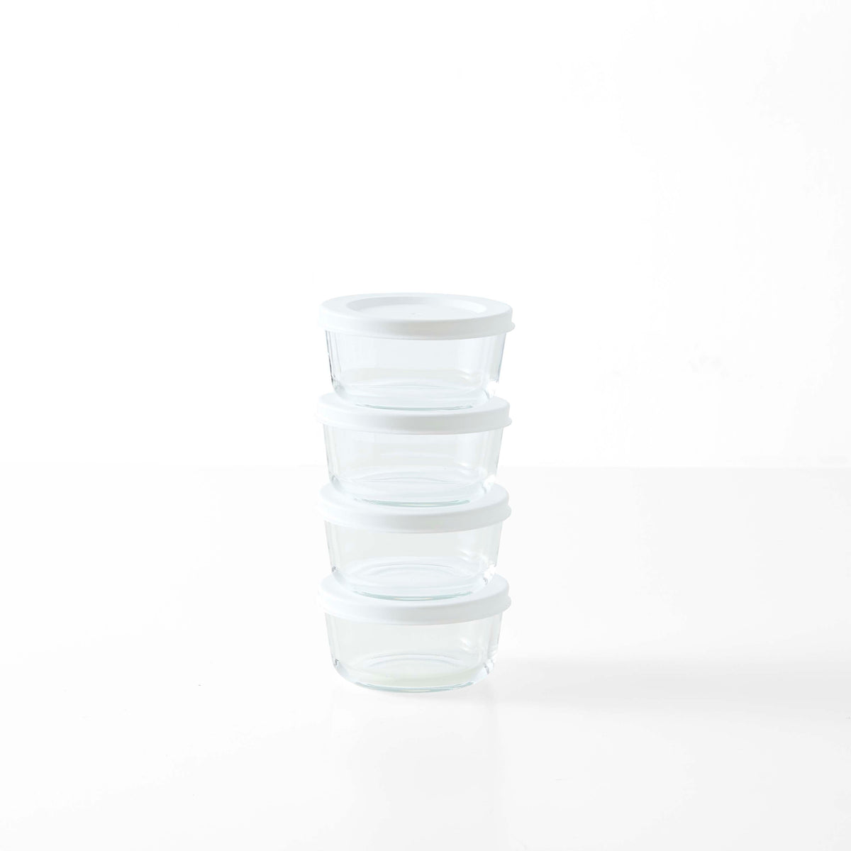 8 Piece Set (1 Cup / 8Oz) Round Glass Storage Containers With Lids, White