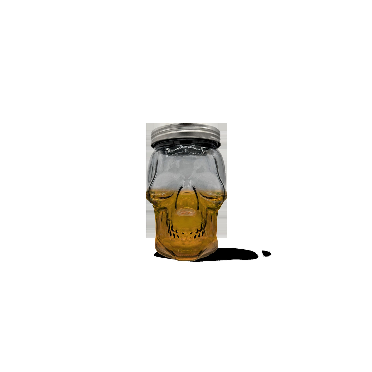 Skull Mason Jar with Lid, 4-Piece Set (2 skull Mason Jars & 2 Lids) 42oz, Smoke