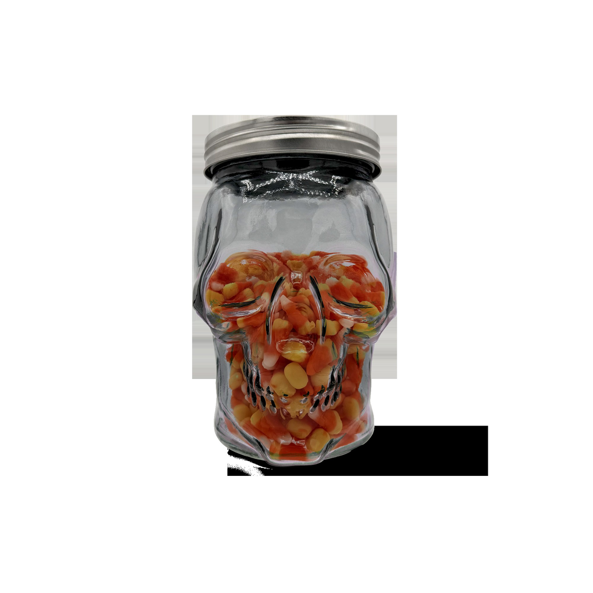 Skull Mason Jar with Lid, 4-Piece Set (2 skull Mason Jars & 2 Lids) 42oz, Smoke