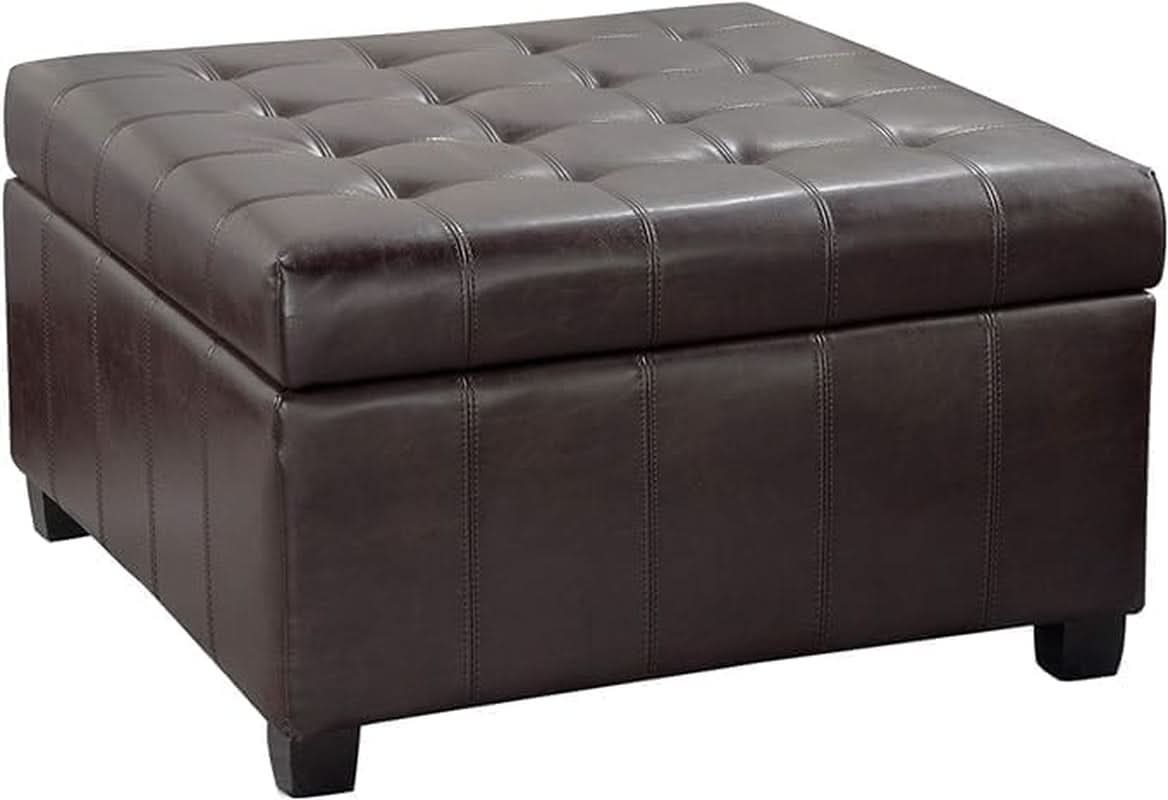 Thirty One Inch Square Upholstered Storage Ottoman