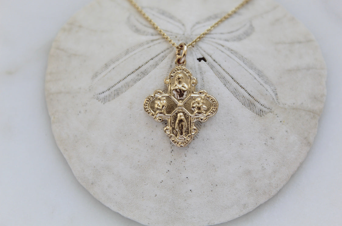 Four Way Cross 14K Gold