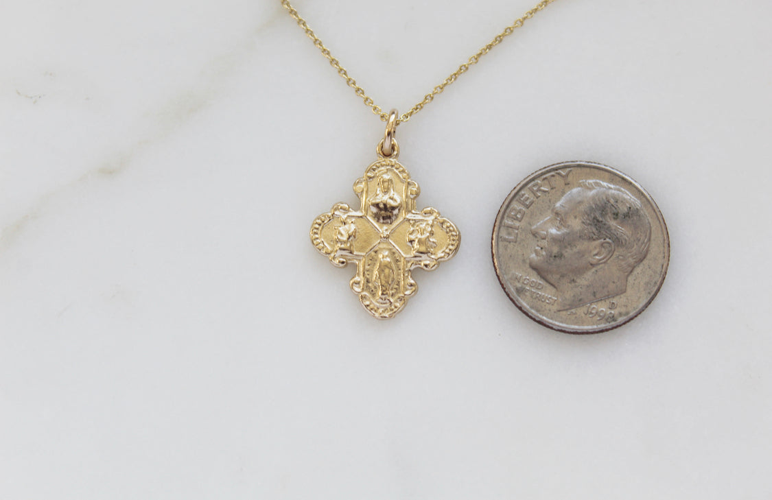 Four Way Cross 14K Gold