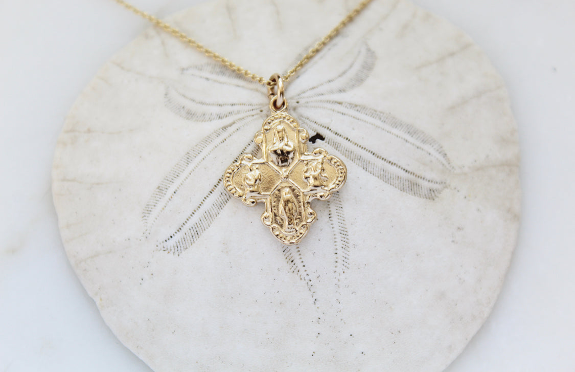 Four Way Cross 14K Gold